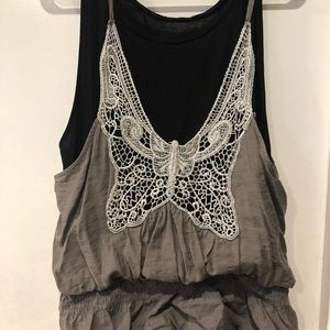 Gray and black butterfly shirt